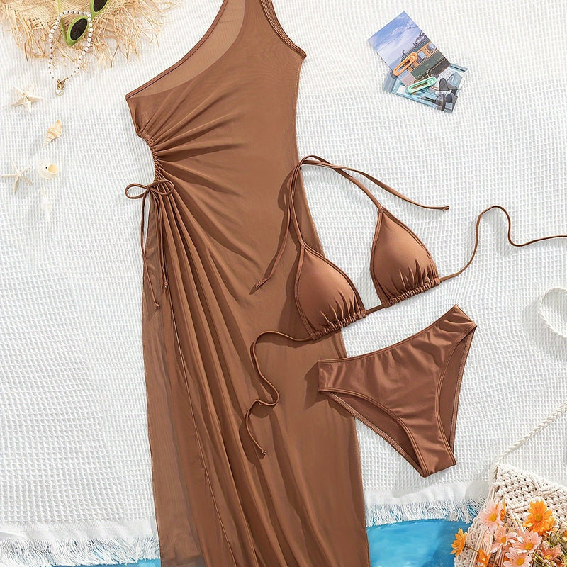 Conjunto de Biquíni com Vestido - Areia